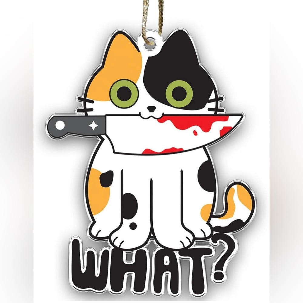Funny Calico Cat Halloween or Christmas Ornament